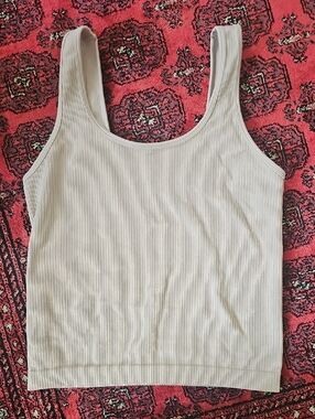 a new day Cream Ribbed Scoop Tank Top